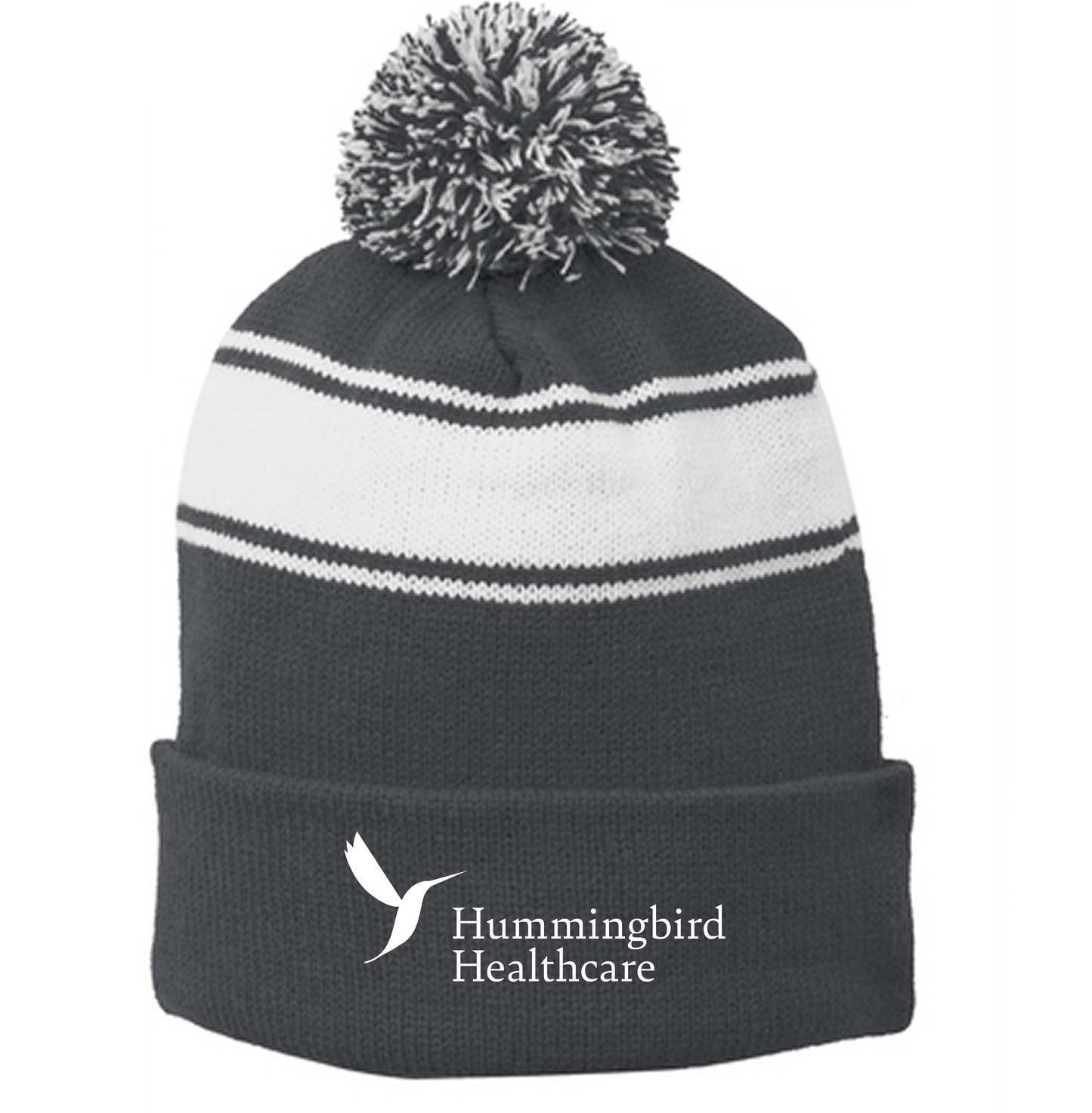 Sport-Tek® Stripe Pom Pom Beanie