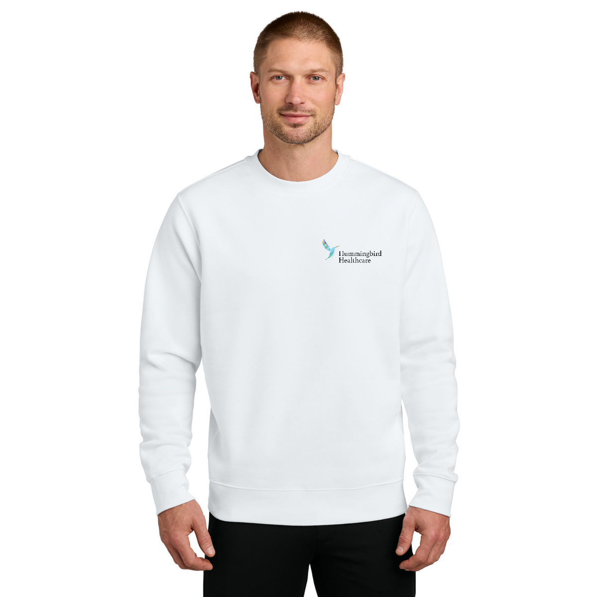 Nike Club Fleece Sleeve Swoosh Crew — model