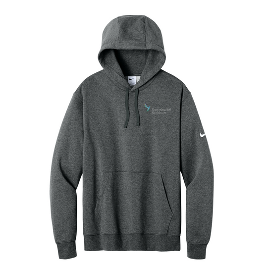 Nike Club Fleece Sleeve Swoosh Pullover Hoodie — Charcoal Heather