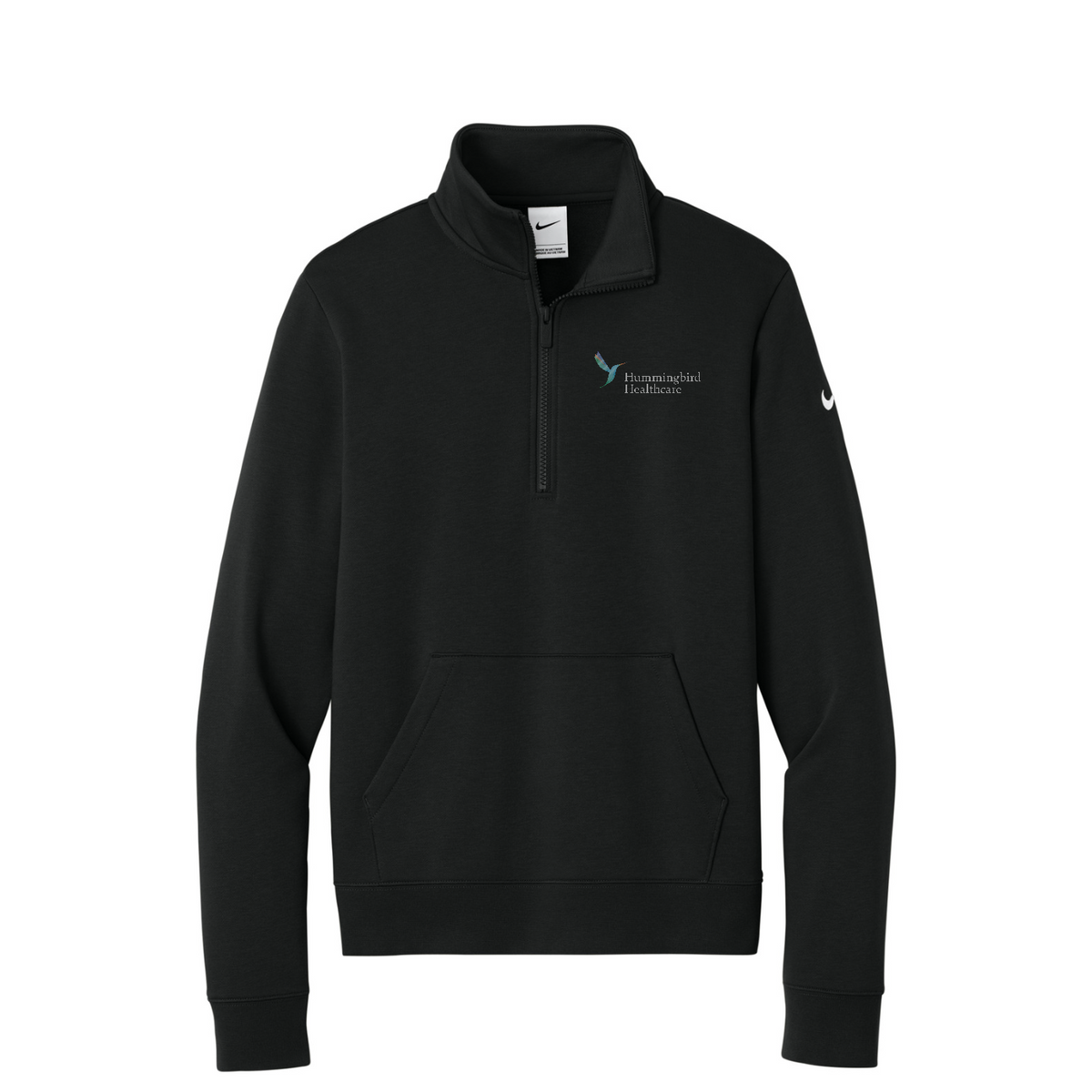 Nike Women's Club Fleece Sleeve Swoosh 1/2-Zip — Black