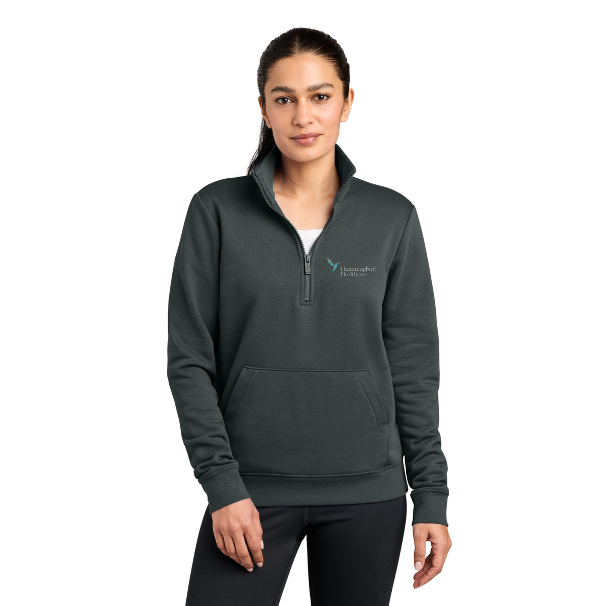 Nike Women's Club Fleece Sleeve Swoosh 1/2-Zip — model