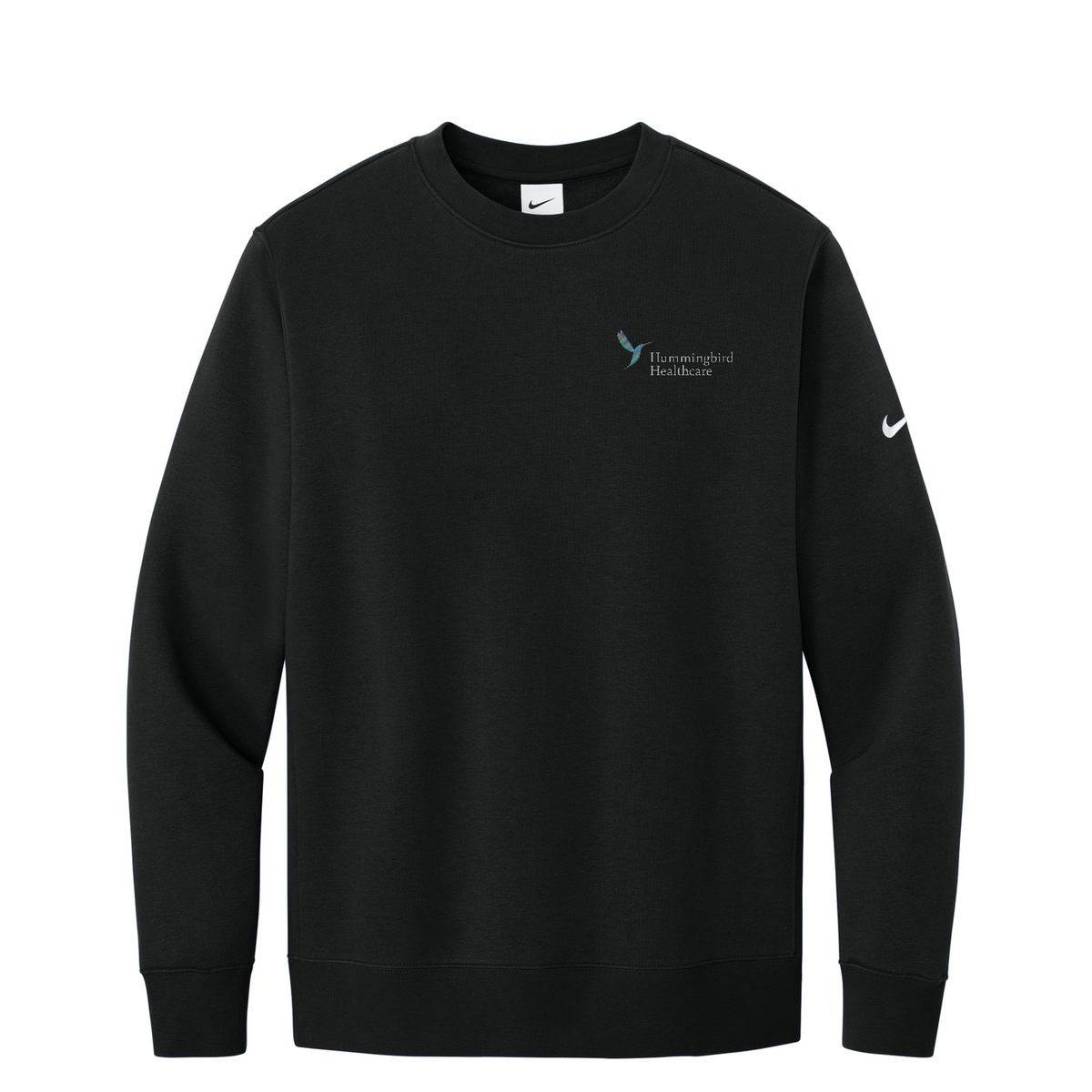 Nike Club Fleece Sleeve Swoosh Crew — Black