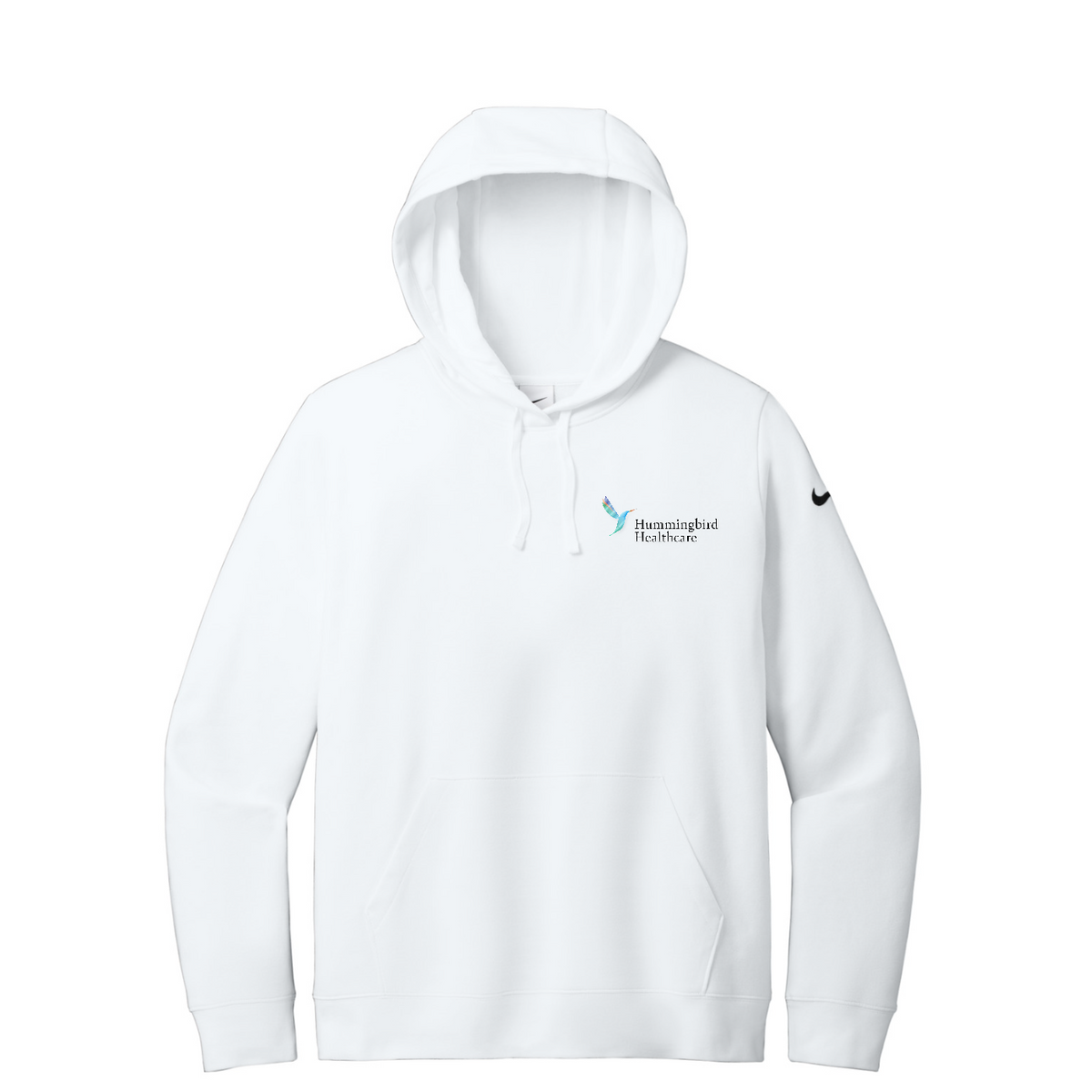 Nike Women's Club Fleece Sleeve Swoosh Pullover Hoodie — White