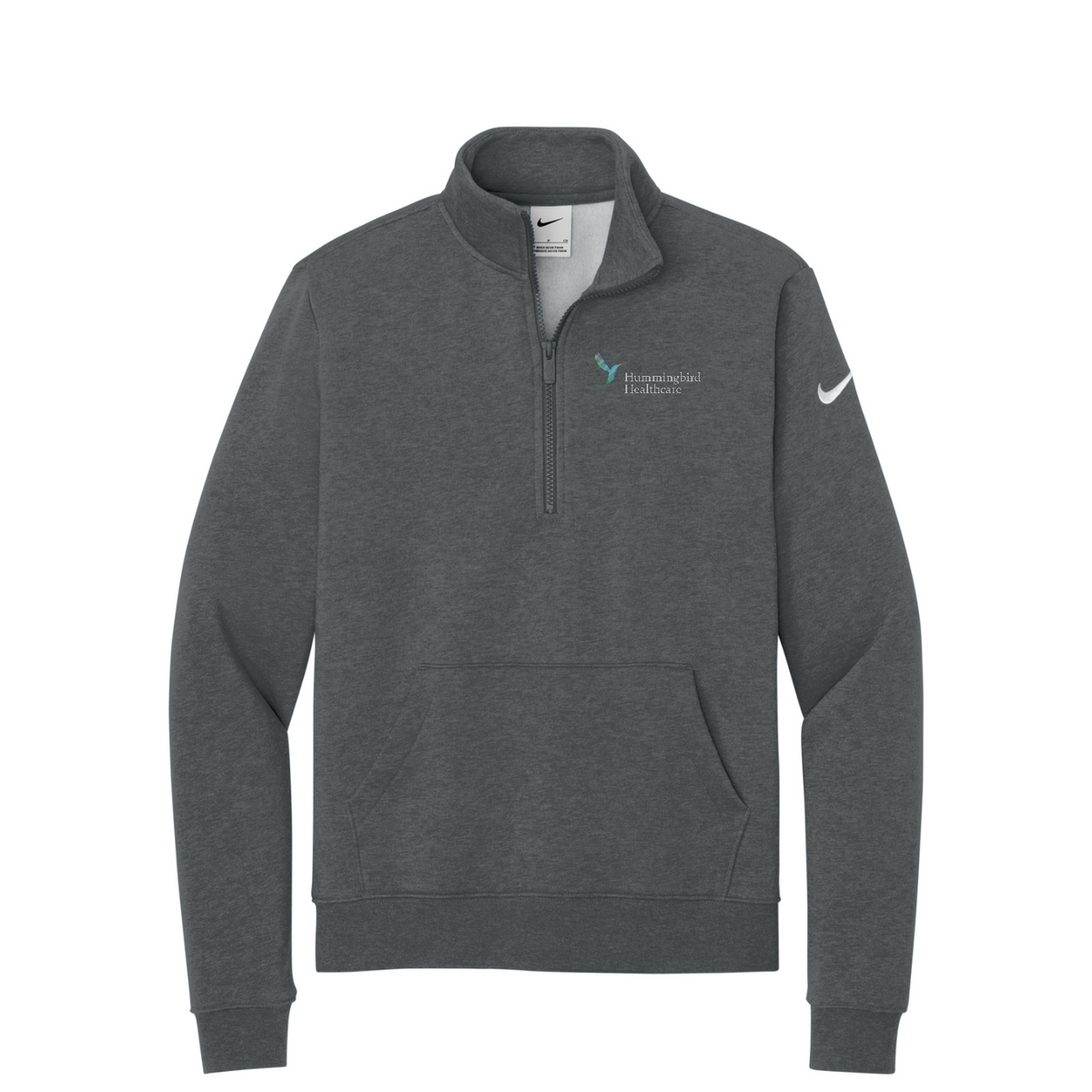 Nike Women's Club Fleece Sleeve Swoosh 1/2-Zip — Charcoal Heather
