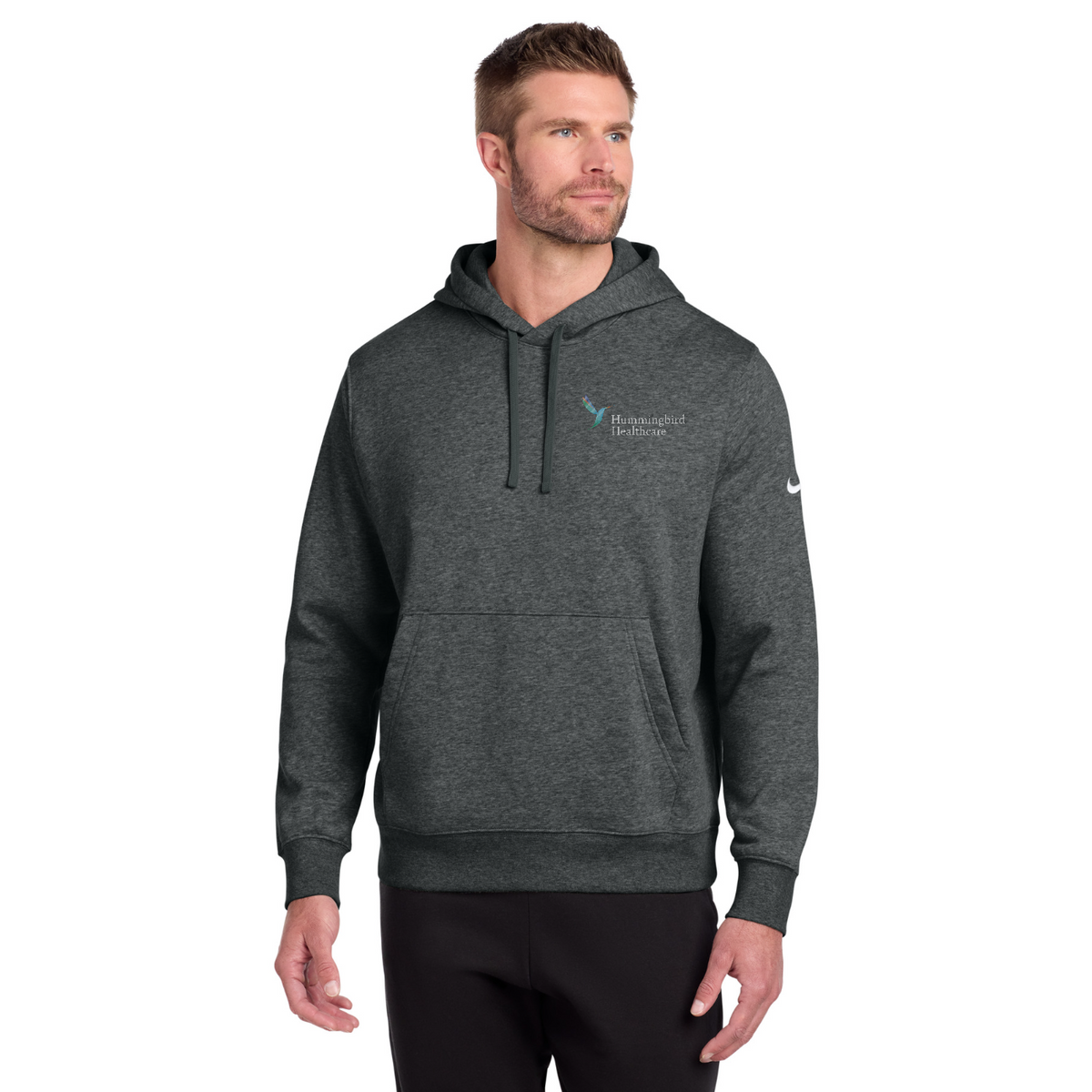 Nike Club Fleece Sleeve Swoosh Pullover Hoodie — model