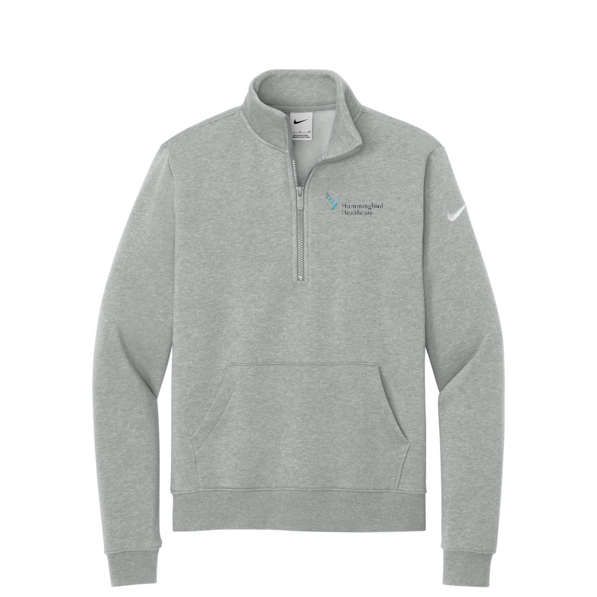 Nike Women's Club Fleece Sleeve Swoosh 1/2-Zip — Dark Grey Heather