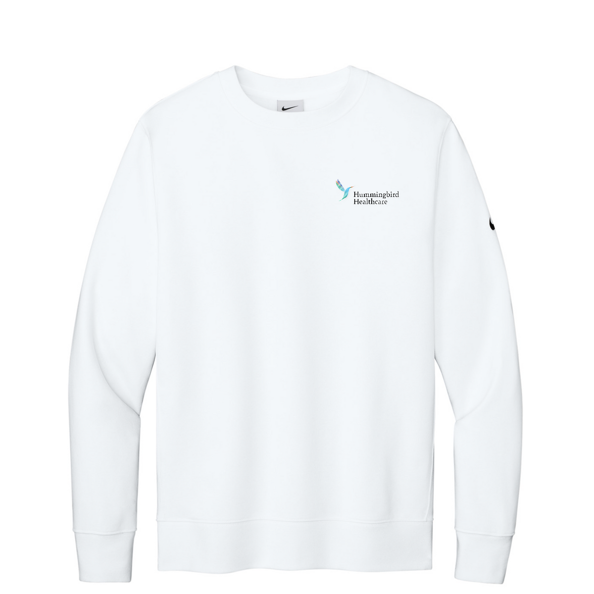 Nike Club Fleece Sleeve Swoosh Crew — White