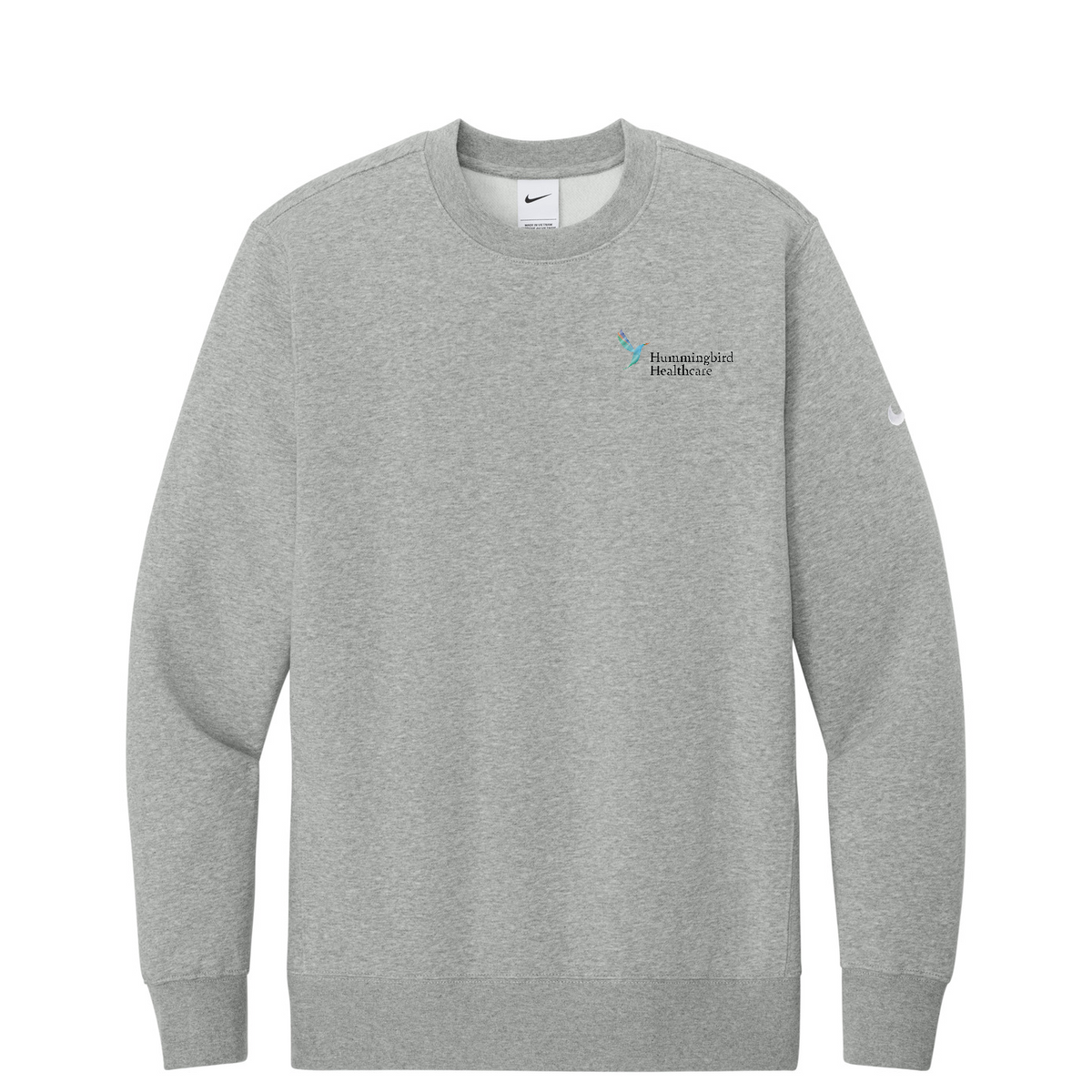 Nike Club Fleece Sleeve Swoosh Crew — Dark Grey Heather