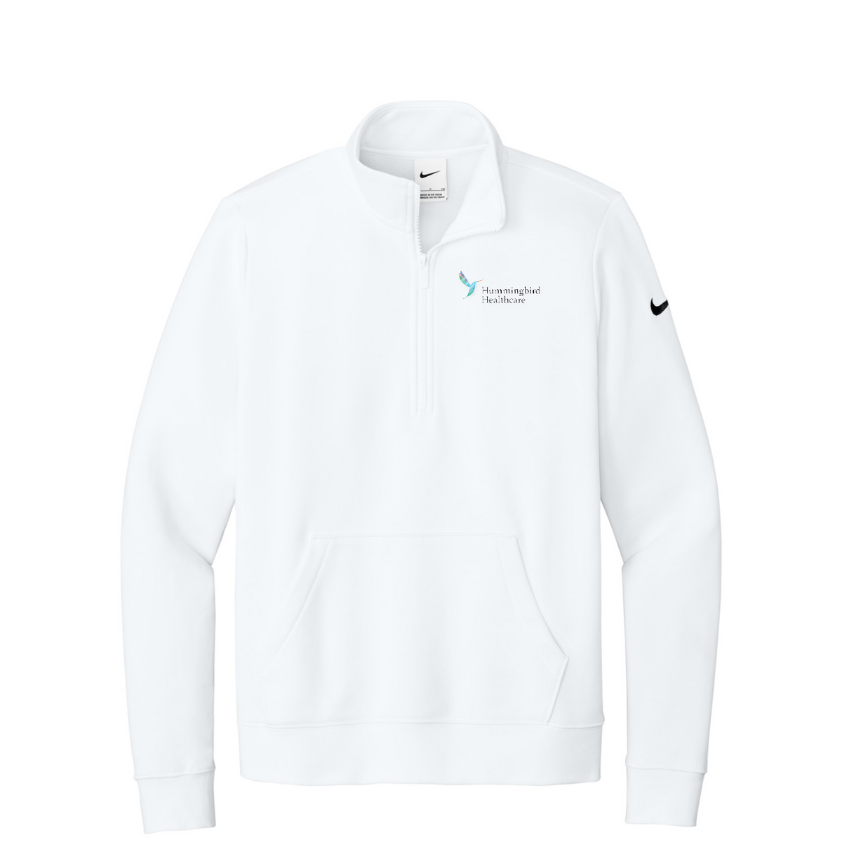 Nike Women's Club Fleece Sleeve Swoosh 1/2-Zip — White