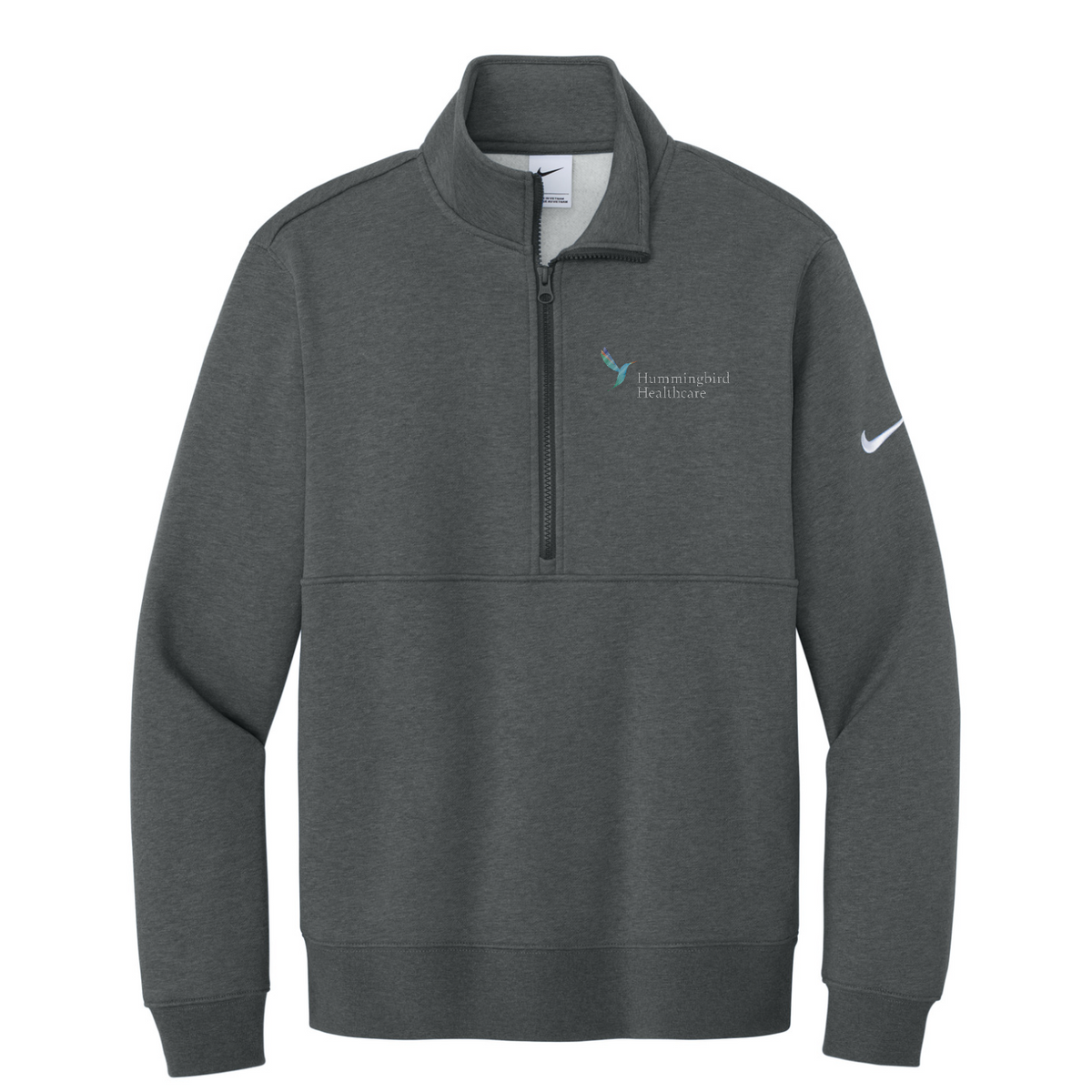 Nike Club Fleece Sleeve Swoosh 1/2-Zip — Charcoal Heather