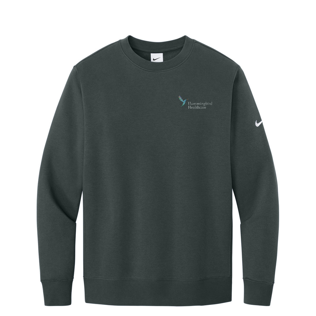 Nike Club Fleece Sleeve Swoosh Crew — Anthracite